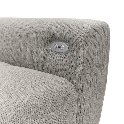 Ecksofa - Longchair links mit 2-Sitzer, Kopfteil verstellbar, Sitztiefe verstellbar motorisch, Stoff, Taupe