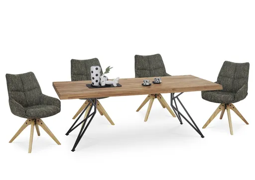 Armlehnstuhl MATTEA - drehbar, Stoff, Dunkelbraun