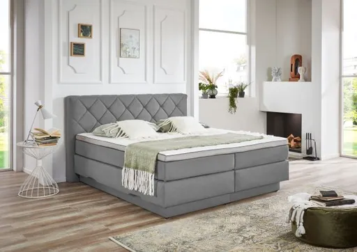 Boxspringbett- Liegefläche ca. 180x200 cm, Stoff, Grau