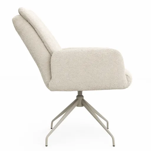 Armlehnstuhl Evania - Dreh und Relax-Funktion, hoher Rücken, Stoff, Creme