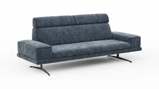 Sofa Hubertus - 2,5-Sitzer, Kopfstütze verstellbar, Stoff, Blau