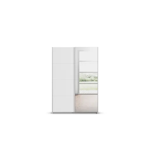 Schwebetürenschrank RUBITO- B ca. 136 cm, Weiß, Spiegel
