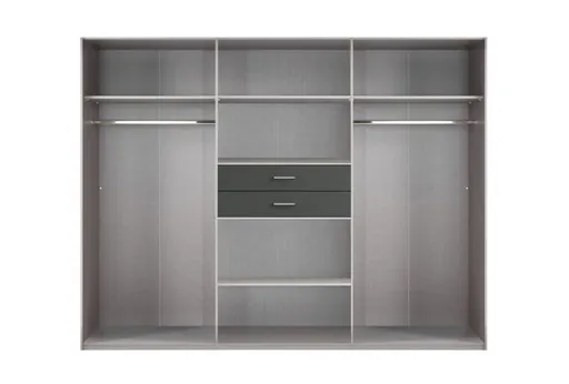 Drehtürenschrank- B ca. 270 cm, Weiß, Graphit