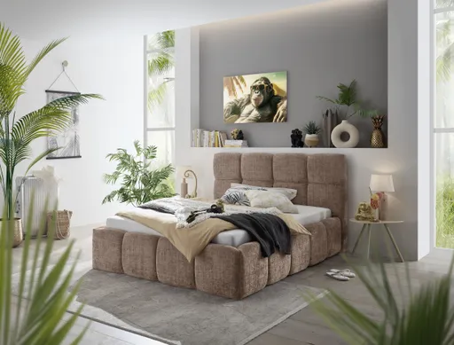 Bettgestell SANDRIN R- Liegefläche ca. 140x200 cm, Stoff, Rose