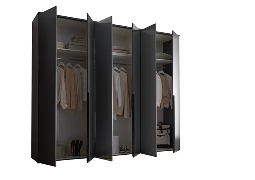 Drehtürenschrank- B ca. 270 cm, Graphit, Spiegel