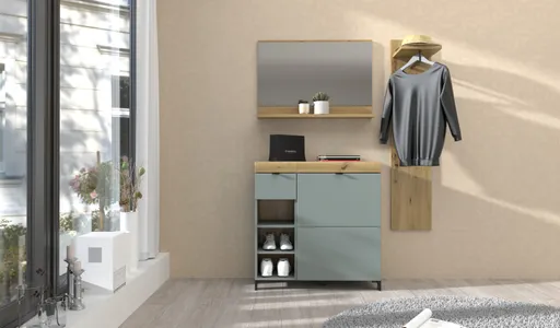 Garderobe - Schilfgrün, Artisan Eiche Nachbildung