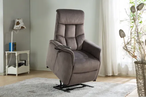 TV-Sessel - Aufstehhilfe, Relaxfunktion, Kopfteilverstellung, Stoff, Grau