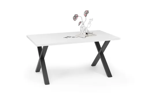 Esstisch - LB ca. 140x90 cm, Weiß, Schwarz