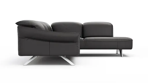 Ecksofa Bormio - 2,5-Sitzer mit Ecke rechts inklusive Relaxfunktion (motorisch), Leder, Schwarz