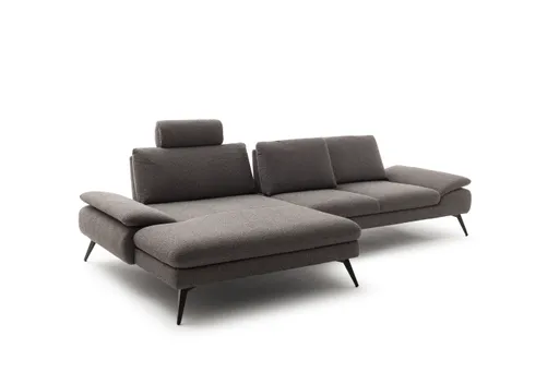 Ecksofa Collina - Longchair links, 2,5-Sitzer, Stoff, Dunkelgrau