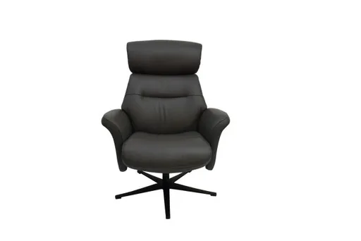TV-Sessel MIO mit Hocker - drehbar, Kopfteilverstellung, Leder, Dunkelgrau