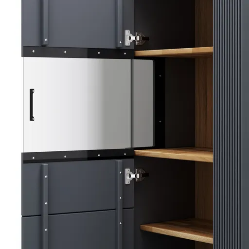 Vitrine Estana - Eiche massiv, Anthrazit