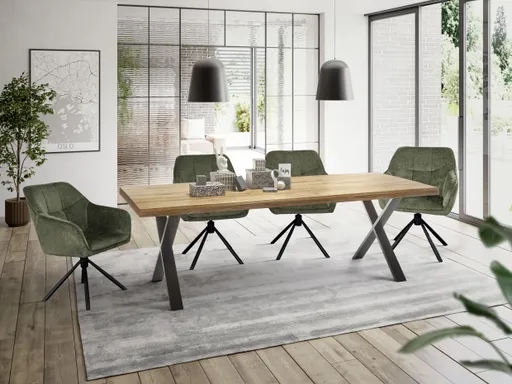 Armlehnstuhl MARLE - drehbar, Stoff, Grün