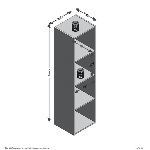 Regal- B ca. 36 cm, Grau