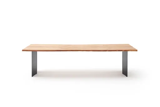 Esstisch Duna - ca. 300x100 cm, Wildeiche Massiv geölt, Stahlwange