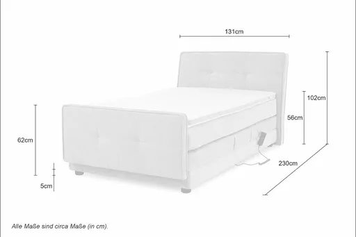 Boxspringbett- Liegefläche ca. 120x200 cm, Stoff, Beige