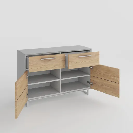 Kommode - B ca. 108 cm, Kreidefarben, Eiche bianco massiv geölt
