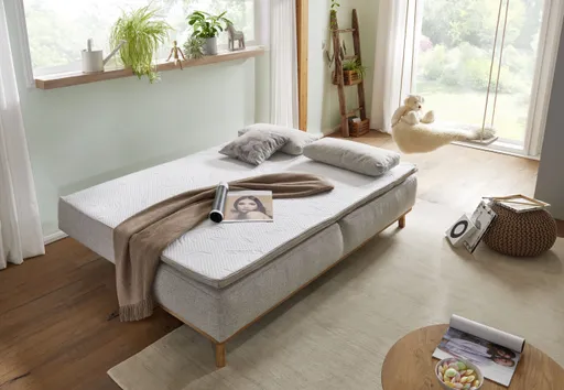 Querschläfer EM Korsika - 2-Sitzer mit Schlaffunktion inkl. Bettkasten, Stoff, Beige