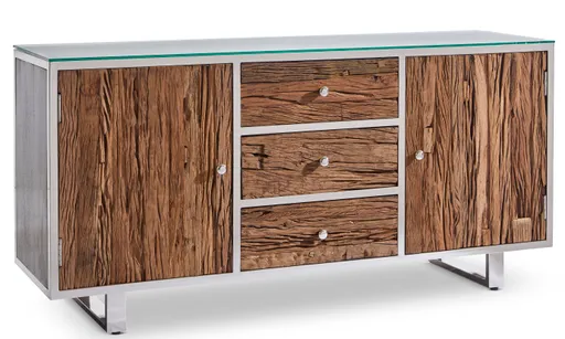 Sideboard Rockfort - Recyclingholz mit Edelstahl