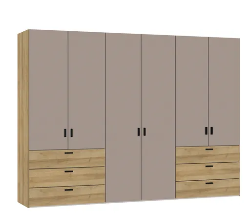 Drehtürenschrank JOIN IT- B ca. 303 cm, Eiche Dekor, Nougat