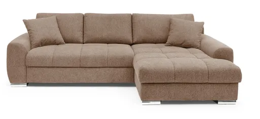 Polsterecke NANJA -  2-Sitzer, Ecke rechts inkl. Schlaffunktion mit Bettkasten, Stoff Koralle