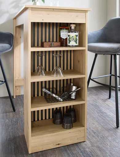 Bartisch - LB ca. 115x50 cm, Artisan Eiche Nachbildung, Schwarz