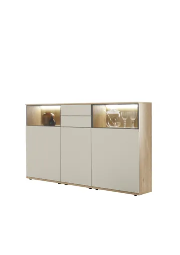 Sideboard EM Gradina - mit Beleuchtung, Risseiche, Sandbeige