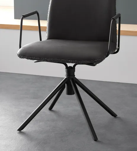 Armlehnstuhl Sedana - drehbar, Stoff, Dunkelgrau