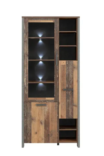 Highboardvitrine FEA - Old-Wood Vintage Dekor, Betonoptik