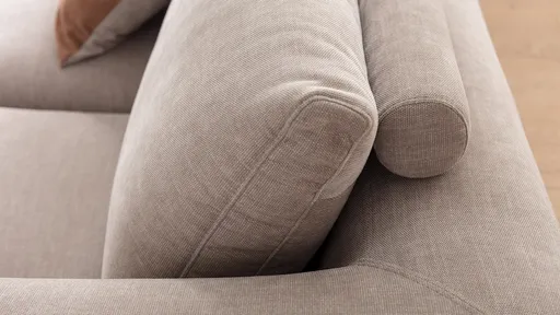 Ecksofa Stormy - Longchair links mit 2,5-Sitzer, Stoff, Graubeige