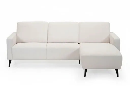 Ecksofa - 2,5-Sitzer mit Longchair rechts, Stoff, Creme