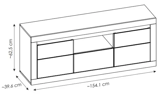 TV-Lowboard - mit Beleuchtung, B ca. 154 cm, Kaschmir, Stone Eiche Nachbildung