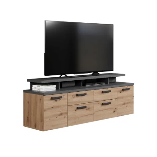 TV-Lowboard - B ca. 180 cm, Matera Nachbildung, Artisan Eiche Nachbildung