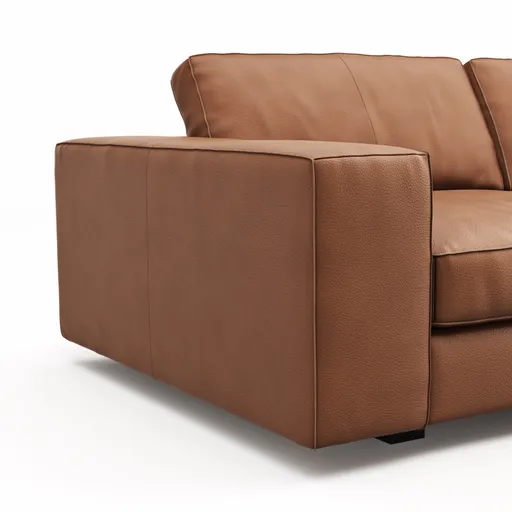 Sofa Aprino 1 - 3,5-Sitzer XL, Dickleder, Cognac, Armlehne Block breit