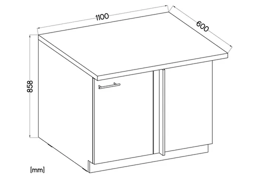 Eck-Schrank- B ca. 100 cm, Eiche Dekor, Kashmir, Matt