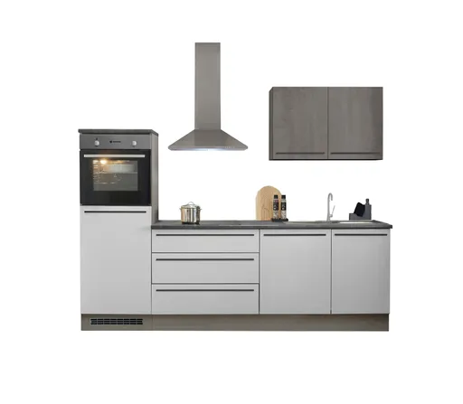 Küchenblock- ohne E-Geräte, B ca. 260cm, Anthrazit, Weiß, Anthrazit