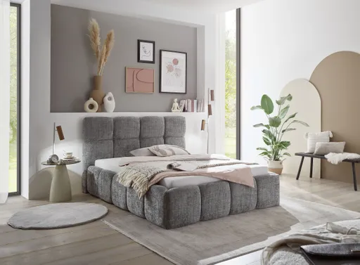 Bettgestell SANDRIN R- Liegefläche ca. 140x200 cm, Stoff, Hellgrau