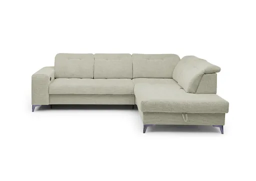 Ecksofa -2-Sitzer mit Ecke rechts, Kopfteil verstellbar, Sitztiefe verstellbar motorisch, Stoff, Perlmutt
