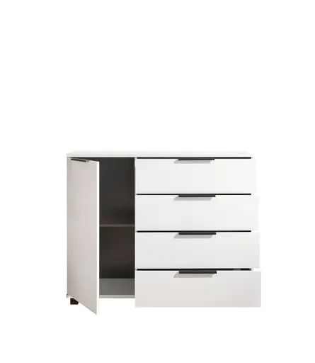 Kommode - B. ca. 120 cm, Dekor, Weiß