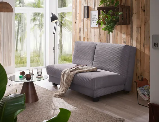 Schlafsofa EASY Optik A - 2-Sitzer ohne Armlehne, 140 cm inkl. Schlaffunktion, Cord, Dunkelgrau