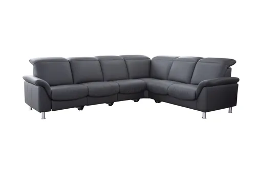Sofa - 3-Sitzer mit Winkelecke rechts, Leder, Anthrazit
