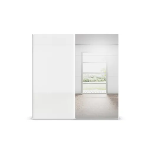Schwebetürenschrank ROVERO- B ca. 225 cm, Weiß, Spiegel