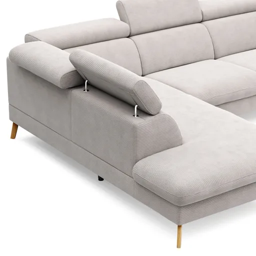 Sofa Maryville - Eckelement und Abschlussteil medium links mit 2,5-Sitzer, inkl. Kopfteil verstellbar, Stoff, Beige