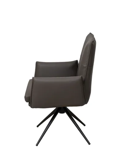 Armlehnstuhl MARCELLA - drehbar, Leder, Dunkelbraun