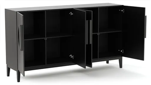 Sideboard Jyn - BHT ca. 197x109x46 cm, Lack, Schwarz