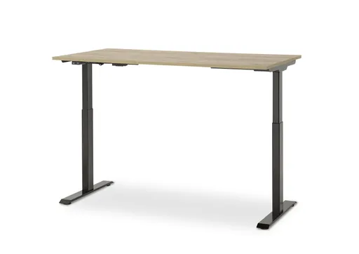 Schreibtisch GELI - höhenverstellbar, LB ca. 160x80 cm, Eiche Nachbildung, Schwarz