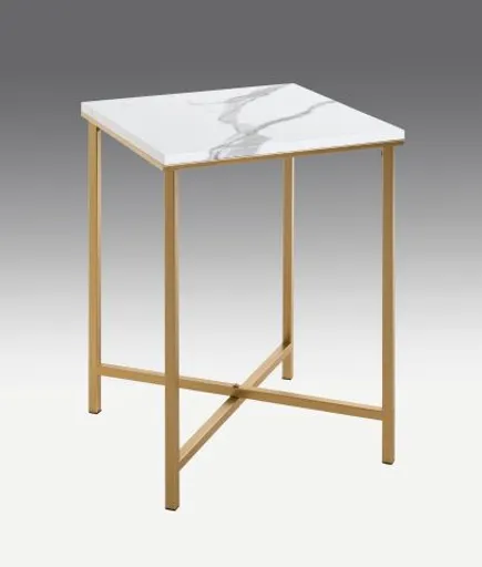 Beistelltisch - B/H/T ca. 39x55x39 cm, Marmoroptik, Goldfarben