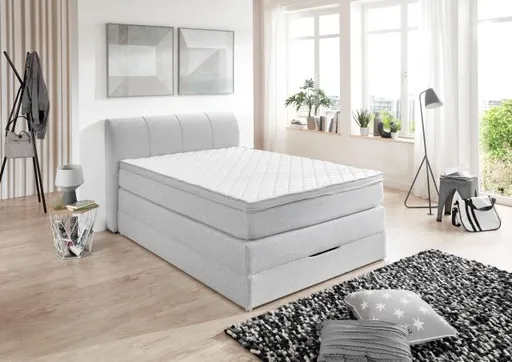 Boxspringbett- Liegefläche ca. 140x200 cm, Stoff, Silber