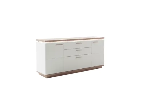 Sideboard - Weiß, Absetzung Eiche