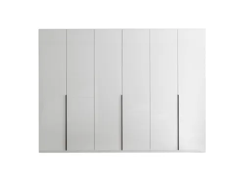 Drehtürenschrank- B ca. 300 cm, Weiß, Weiß Hochglanz